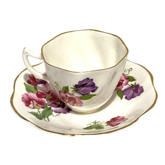 Crownford bone china demitasse espresso teacup cup & saucer set pink & red roses - Picture 3 of 6